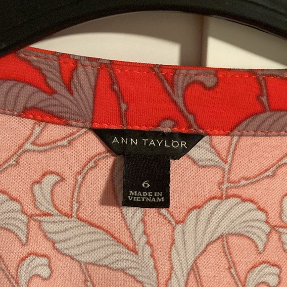 Ann Taylor Fern Always on Wrap Floral Wrap Tie Dress Long Sleeve Sz 6 Orange Red - Picture 7 of 7